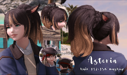 Asteria - Vanilla hair mashup for miqo'te