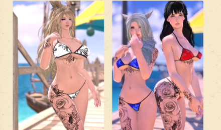 Roses and Mandalas a Bibo+ Tattoo mod for Viera and Middie Bases (PRE DT)